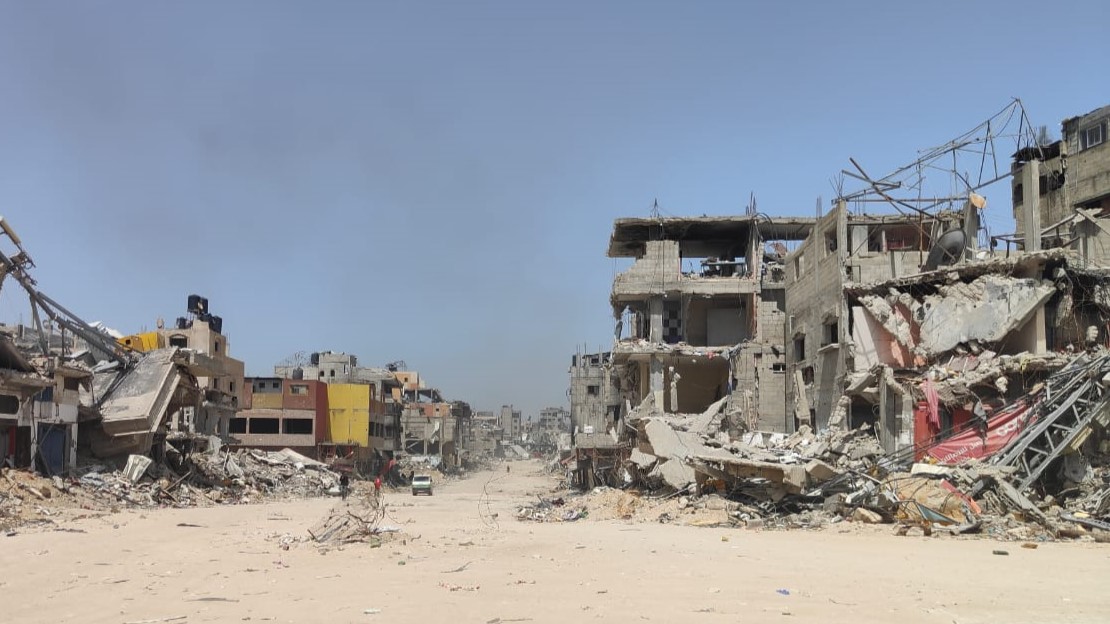 All infrastructure destroyed, the streets are full of debris