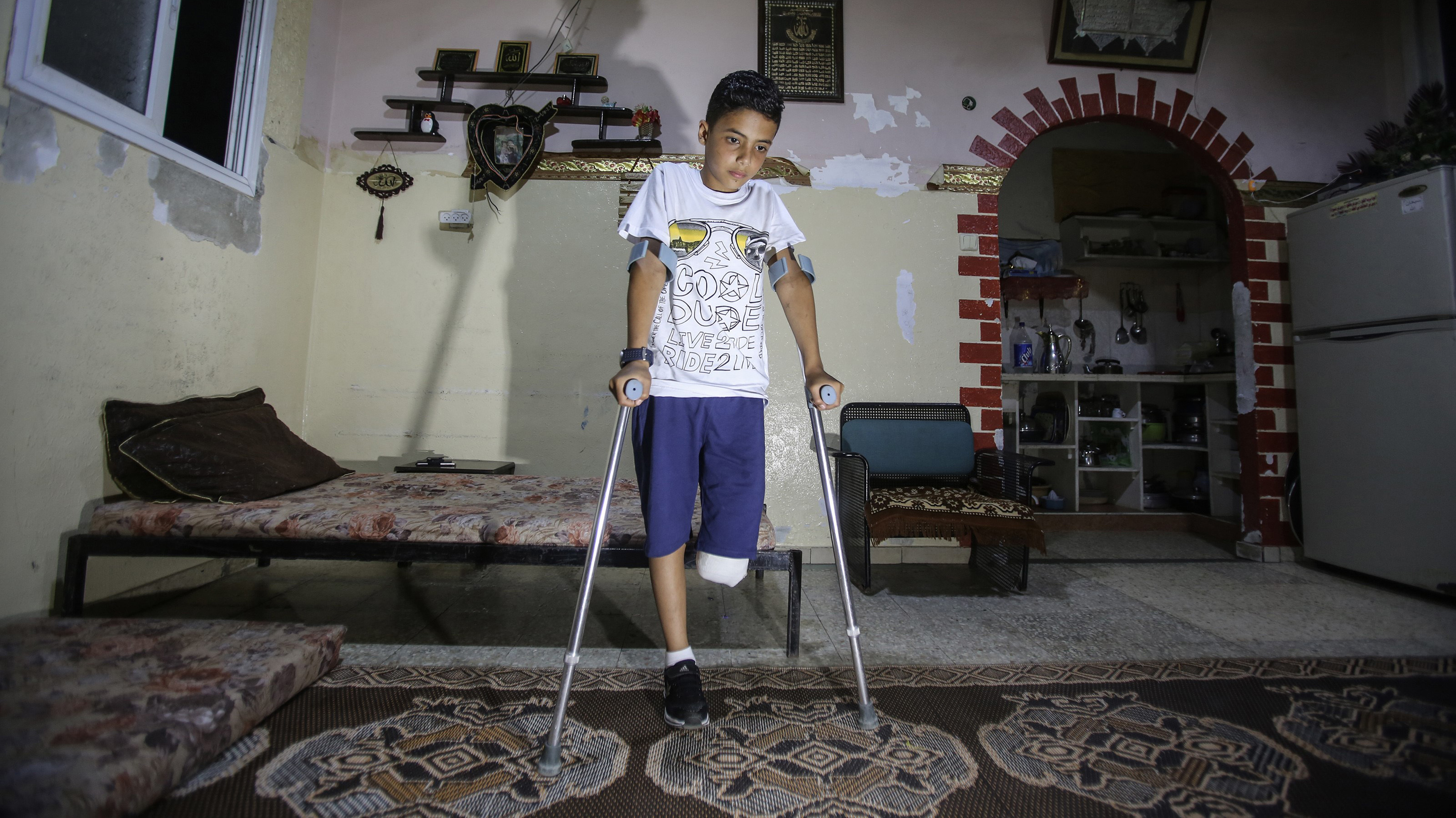 Un enfant de 11 ans blessé lors d’une manifestation à Gaza le 12 mai dernier. 