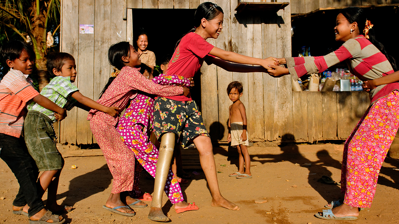 Kanha playing with her friends, Cambodia