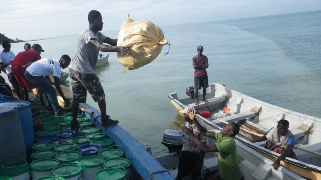 La plateforme logistique de HI coordonne la fourniture d'articles de première nécessité par voie maritime, en octobre 2016