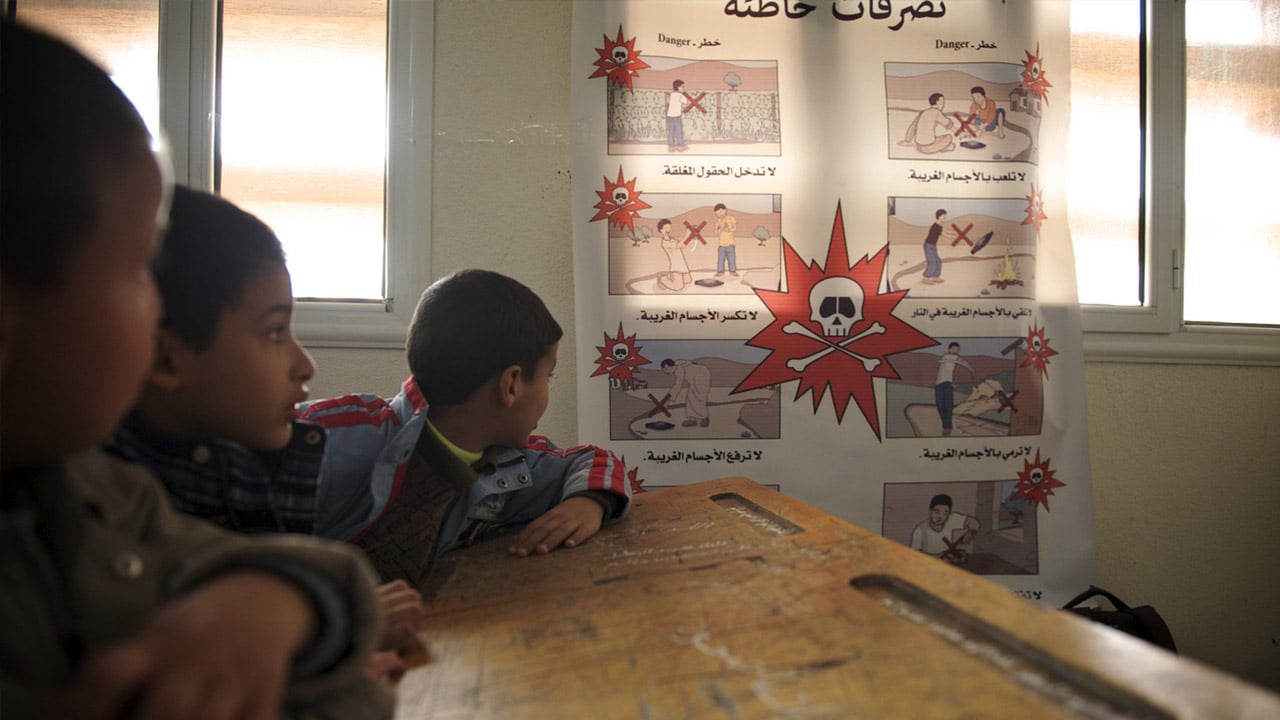 Handicap International Libye - Sensibilisation des enfants au danger des mines et restes explosifs de guerre