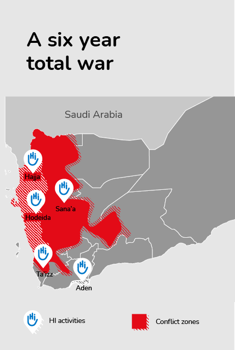 6 years of indiscriminate warfare in Yemen. HI intervenes in Sana'a, Aden, Hodeida and Hajjah 