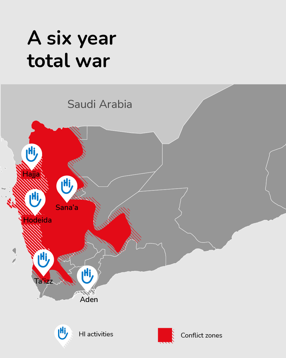 6 years of indiscriminate warfare in Yemen. HI intervenes in Sana'a, Aden, Hodeida and Hajjah 