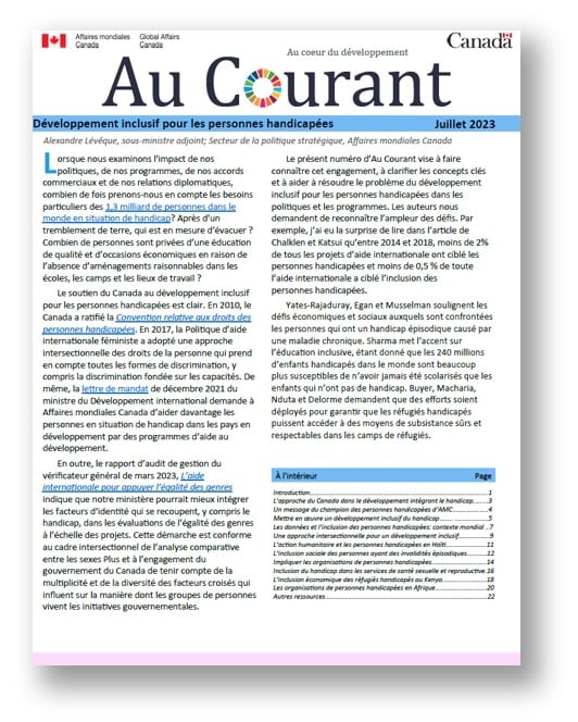 Développement inclusif pour les personnes handicapées