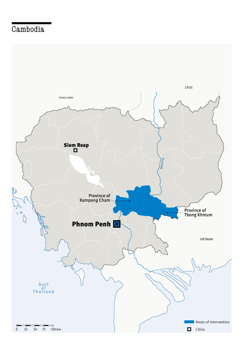 Carte des interventions de HI au Cambodge
