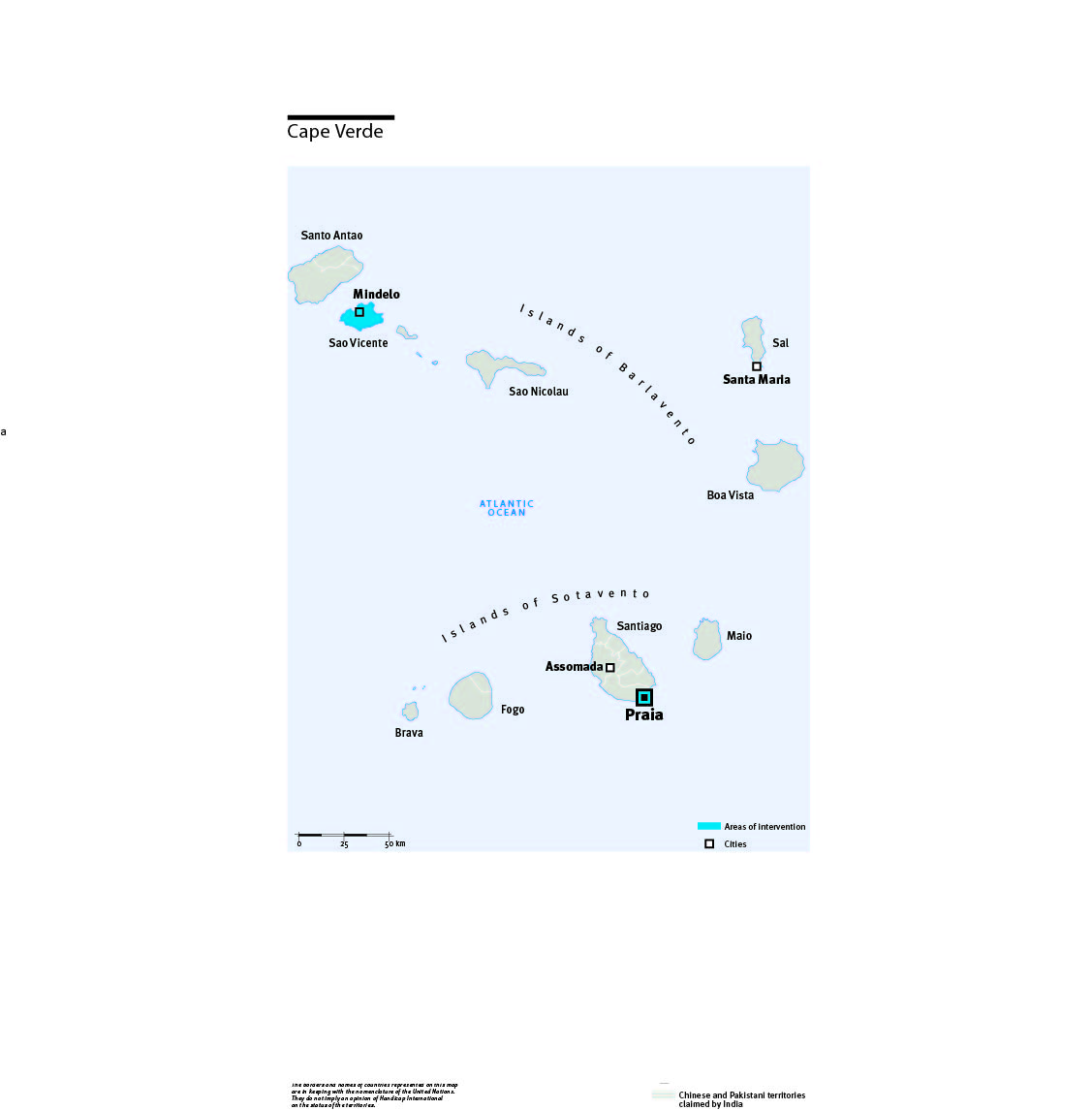 Map of HI's interventions in the Cape Verde islands