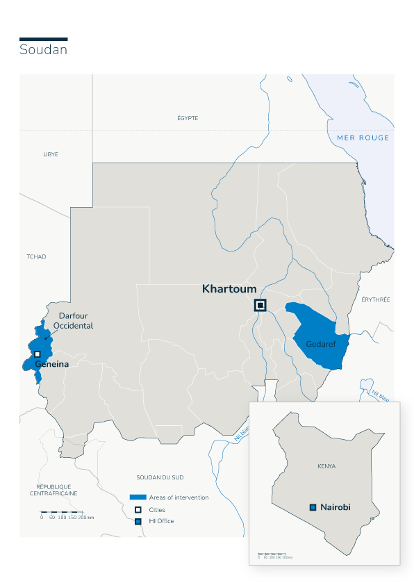 Map of Humanity & Inclusion's interventions in Sudan