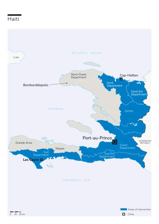 Map of Humanity & Inclusion's interventions in Haiti