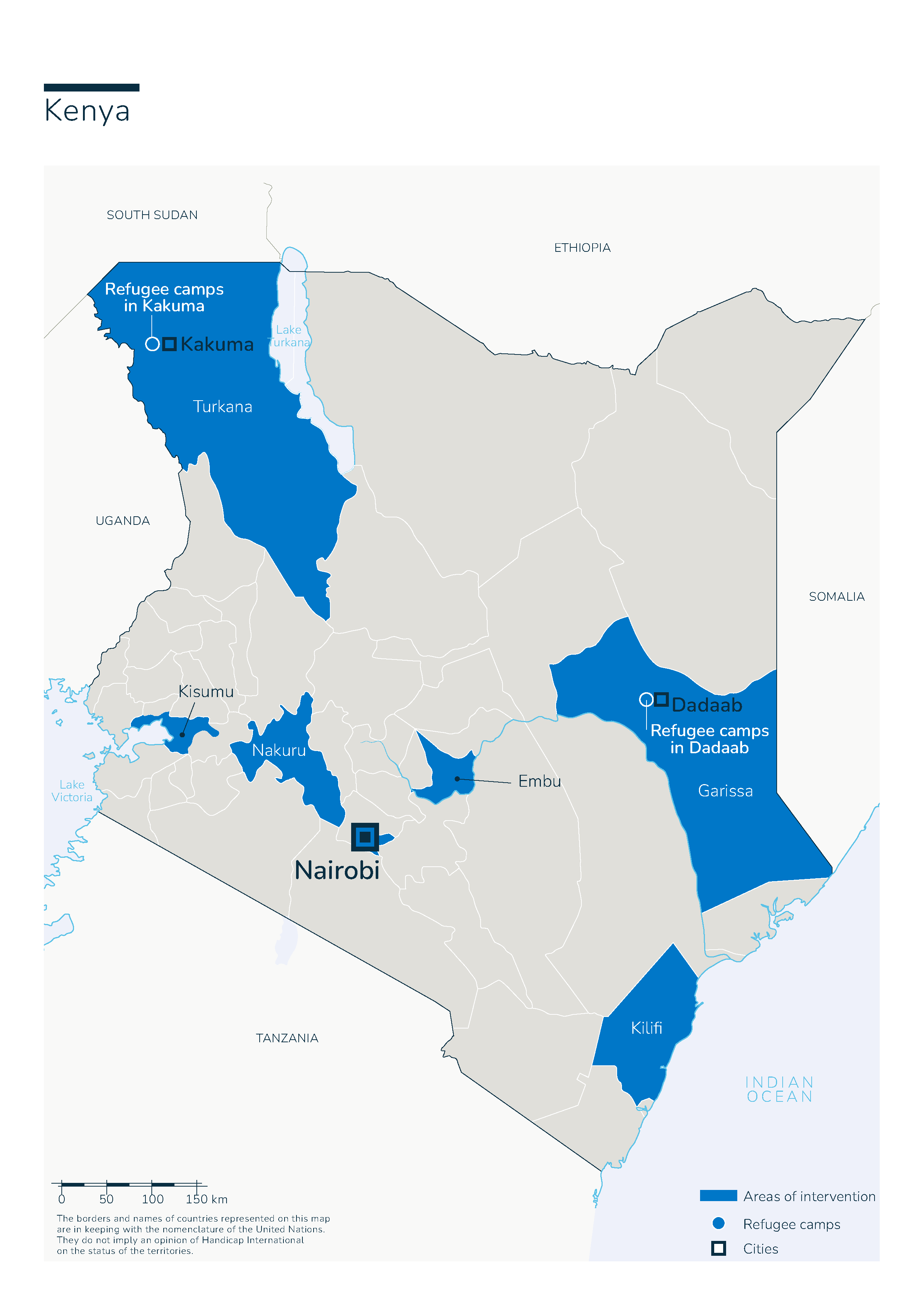 Map of Humanity & Inclusion's interventions in Kenya