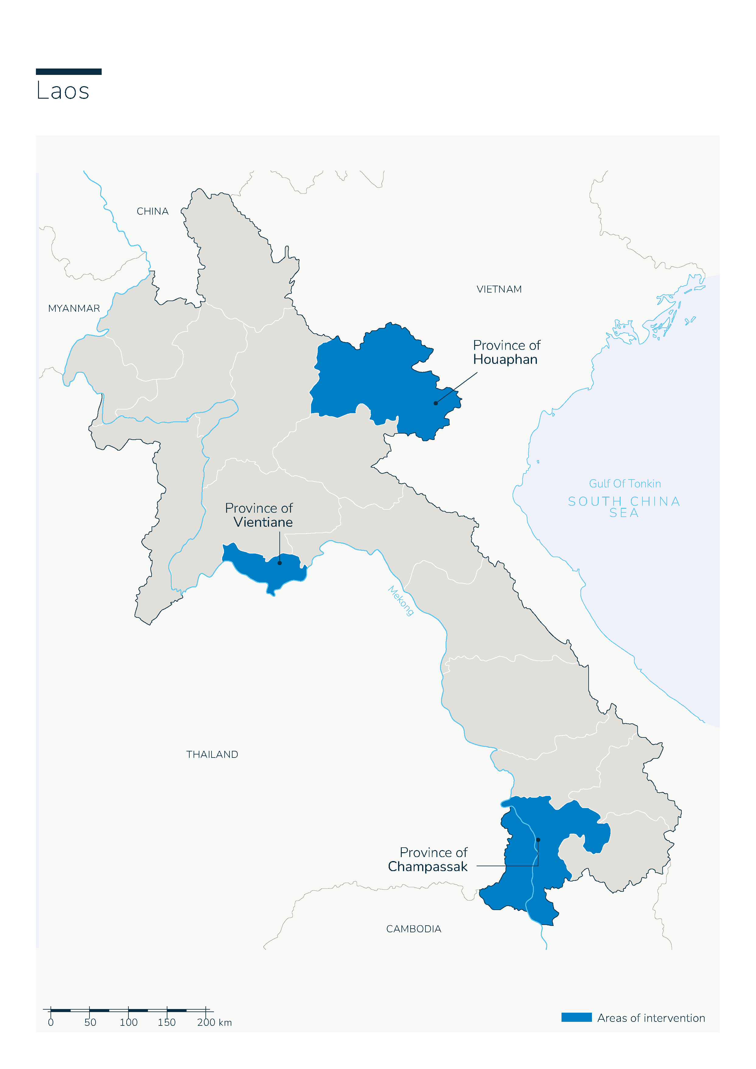 Map of Humanity & Inclusion's interventions in Laos
