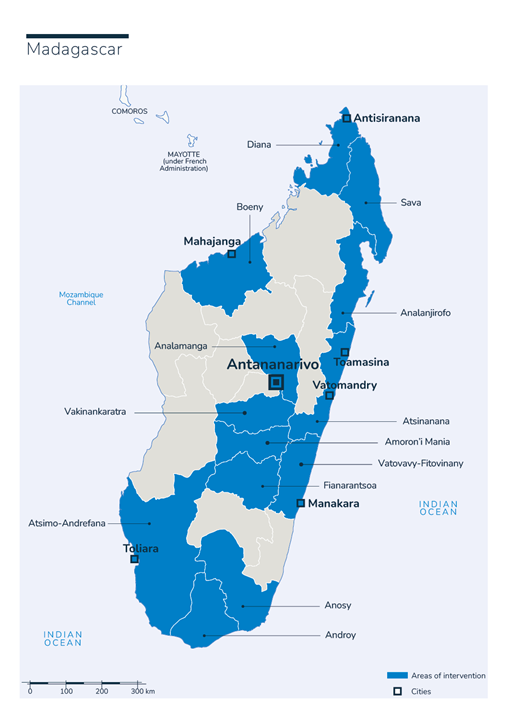 Map of Humanity & Inclusion's interventions in Madagascar