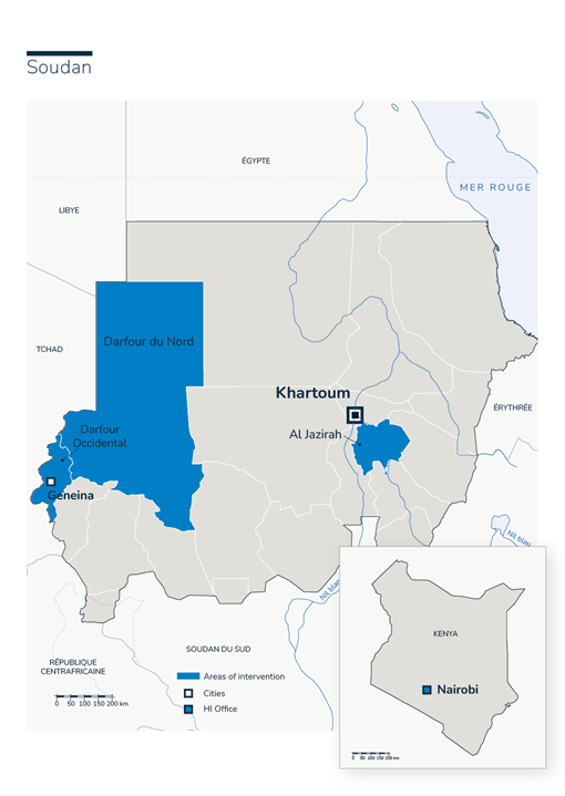 Map of Humanity & Inclusion's interventions in Sudan