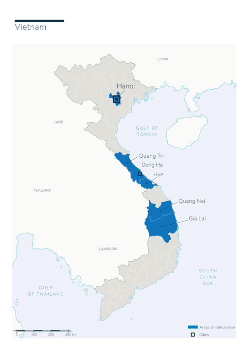 Map of Humanity & Inclusion's interventions in Vietnam