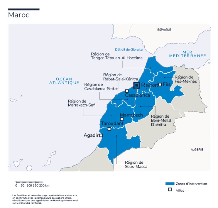Carte des interventions de HI au Maroc
