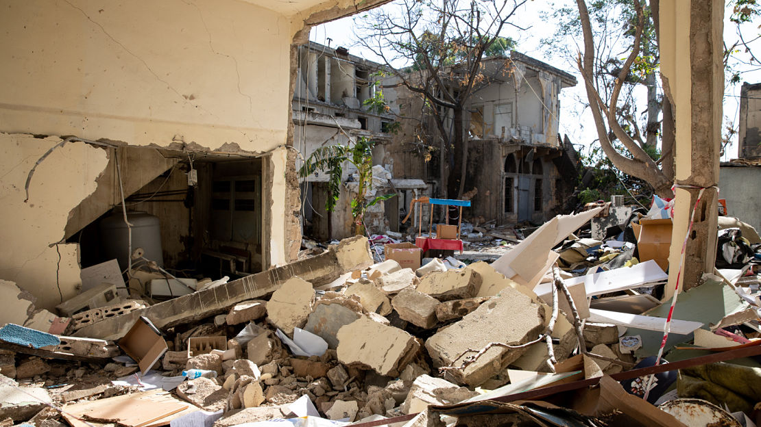 Scènes de destruction dans la zone de Karantina /Quarantaine à Beyrouth prises près de 2 semaines après l'explosion, 2020