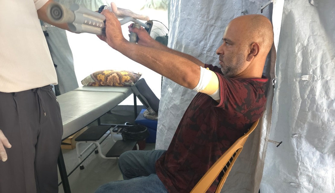 Yasser during a rehabilitation sessions