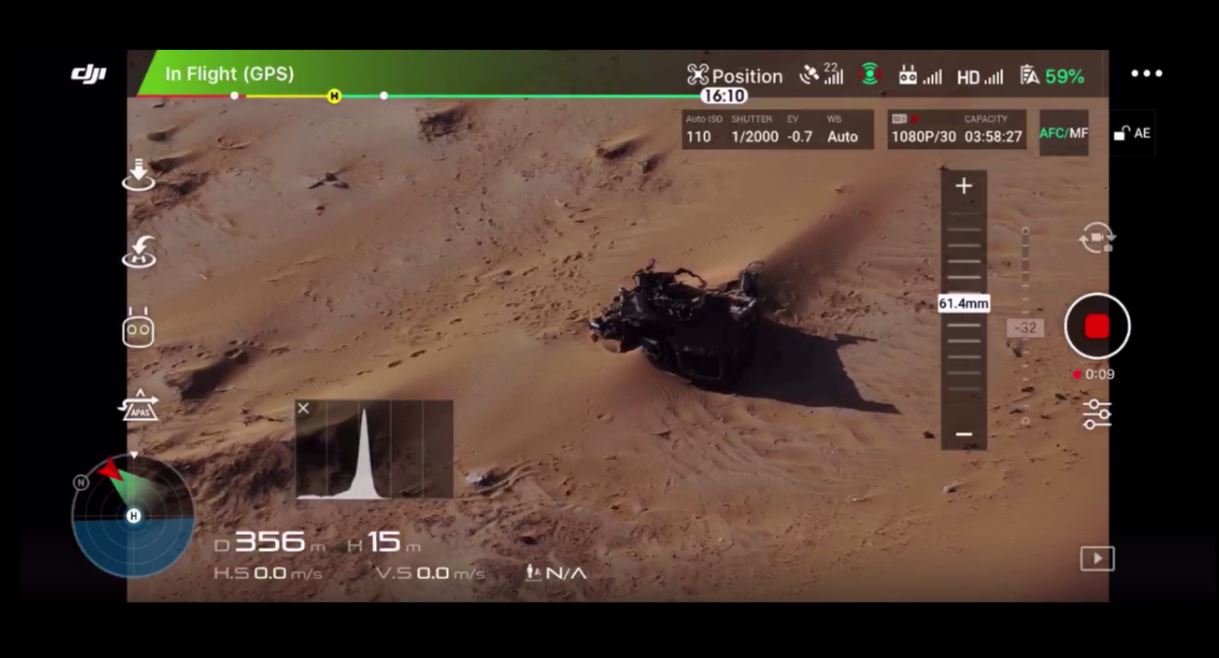 Vue depuis le drone sur Ipad