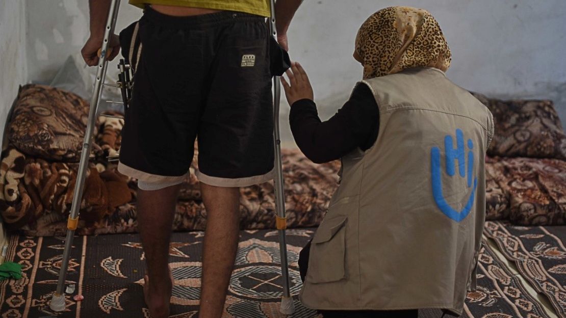 Intervention des équipes HI auprès des blessés, en 2018 à Gaza.