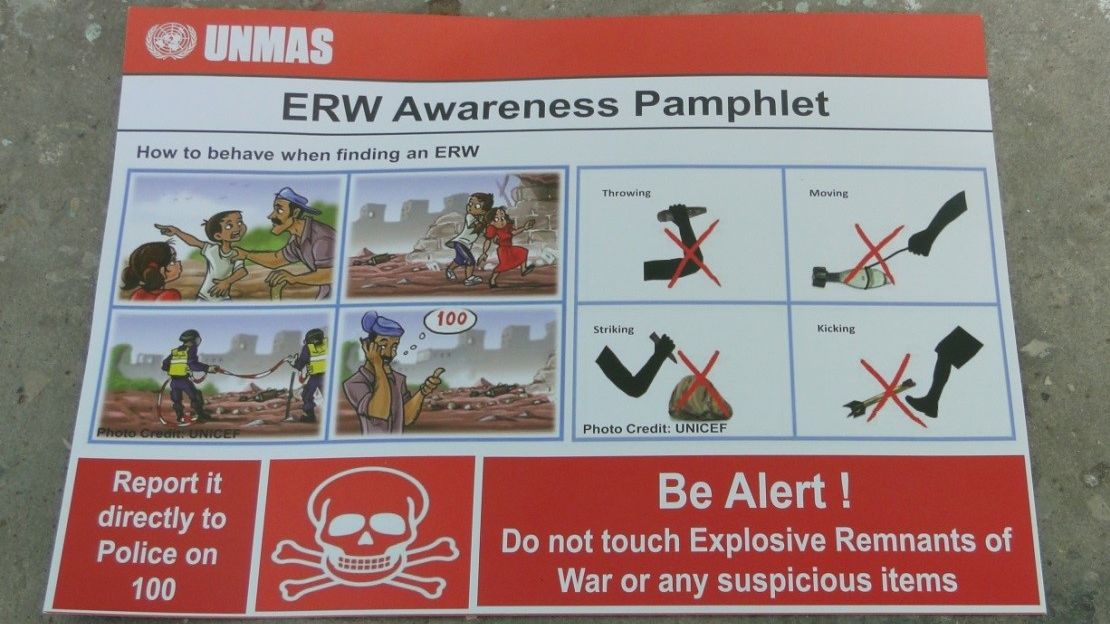 Pamphlet utilisé en 2015 pour mener des sessions d'éducation aux risques à Gaza.