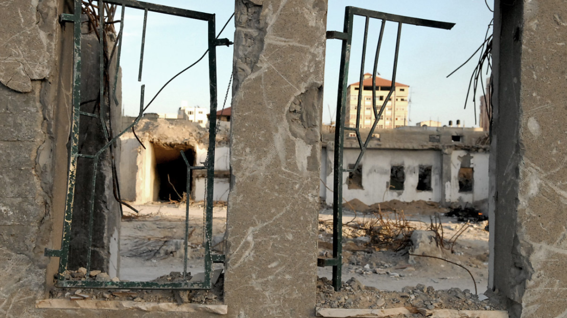 Archive:  View of one the many buildings destroyed by air strickes in Gaza City, February 2011