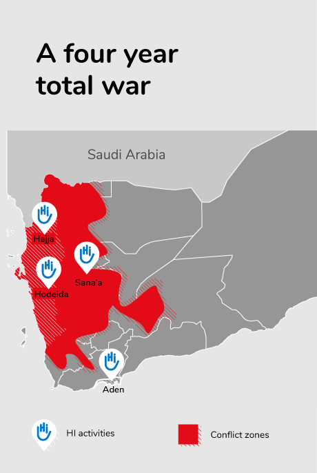 4 years of indiscriminate warfare in Yemen. HI intervenes in Sana'a, Aden, Hodeida and Hajjah 